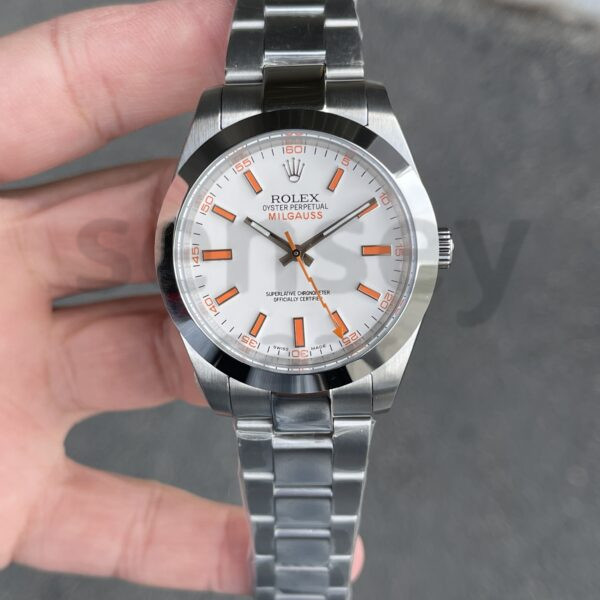Rolex Milgauss 116400 White Dial Orange Markers