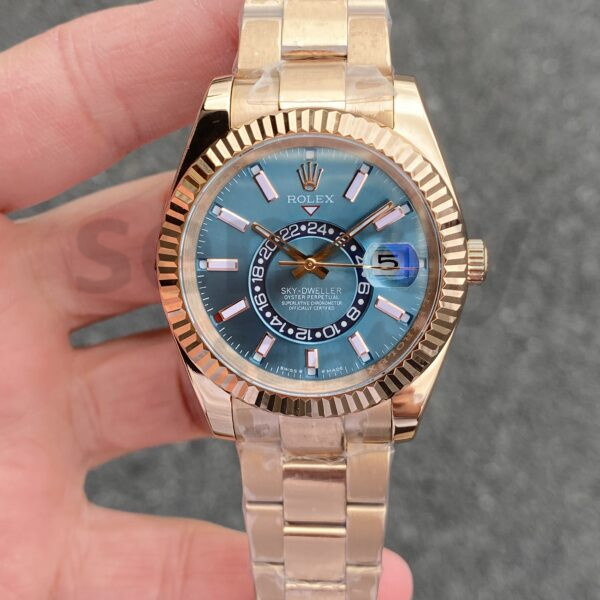 Rolex Sky-Dweller Rose Oyster Kordon Mavi-Yeşil Kadran