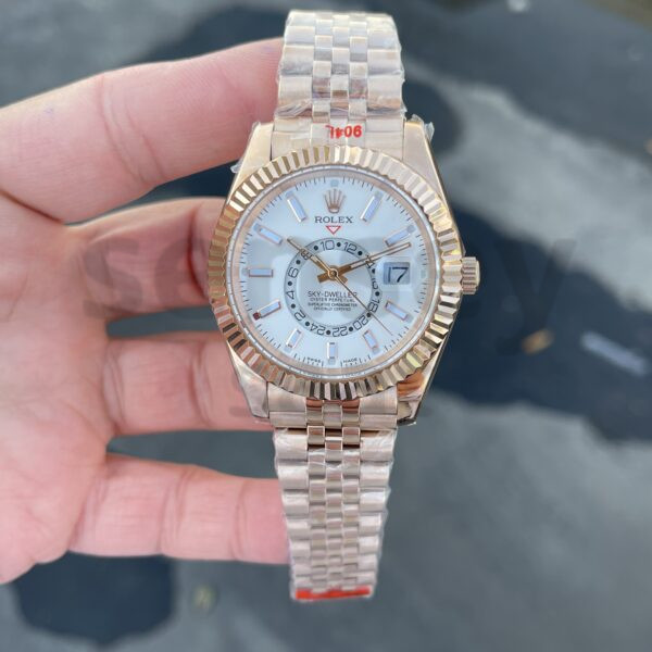 Rolex Sky-Dweller Rose Jubile Kordon Beyaz Kadran