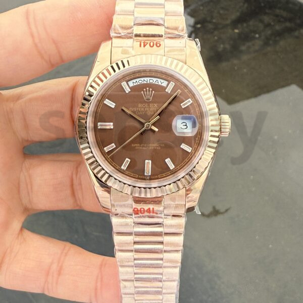 Rolex Day Date Rose Gold 228235 Chocolate Baget Taşlı Kadran