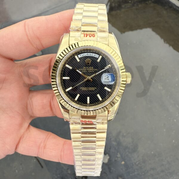 Rolex Day Date Gold 228238 Siyah Kareli  Kadran