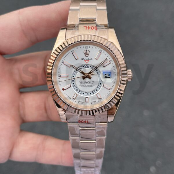 Rolex Sky-Dweller Rose Oyster Kordon Beyaz Kadran